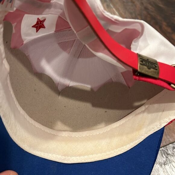 Nissin USA American Flag Hat Embroidered Stars Stripes Strapback Cap 90s VTG - Picture 7 of 7